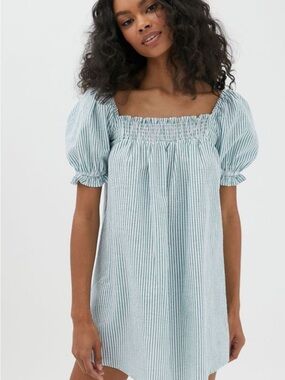 Urban Outfitters Light Blue and White Striped Mini Dress